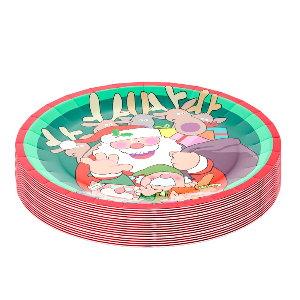 Stonehouse Collection | Christmas Paper Plates | 25 9" Holiday Paper Plates | Disposable Paper Plates | Holiday Party Plates | Santa & Reindeer - Image 4