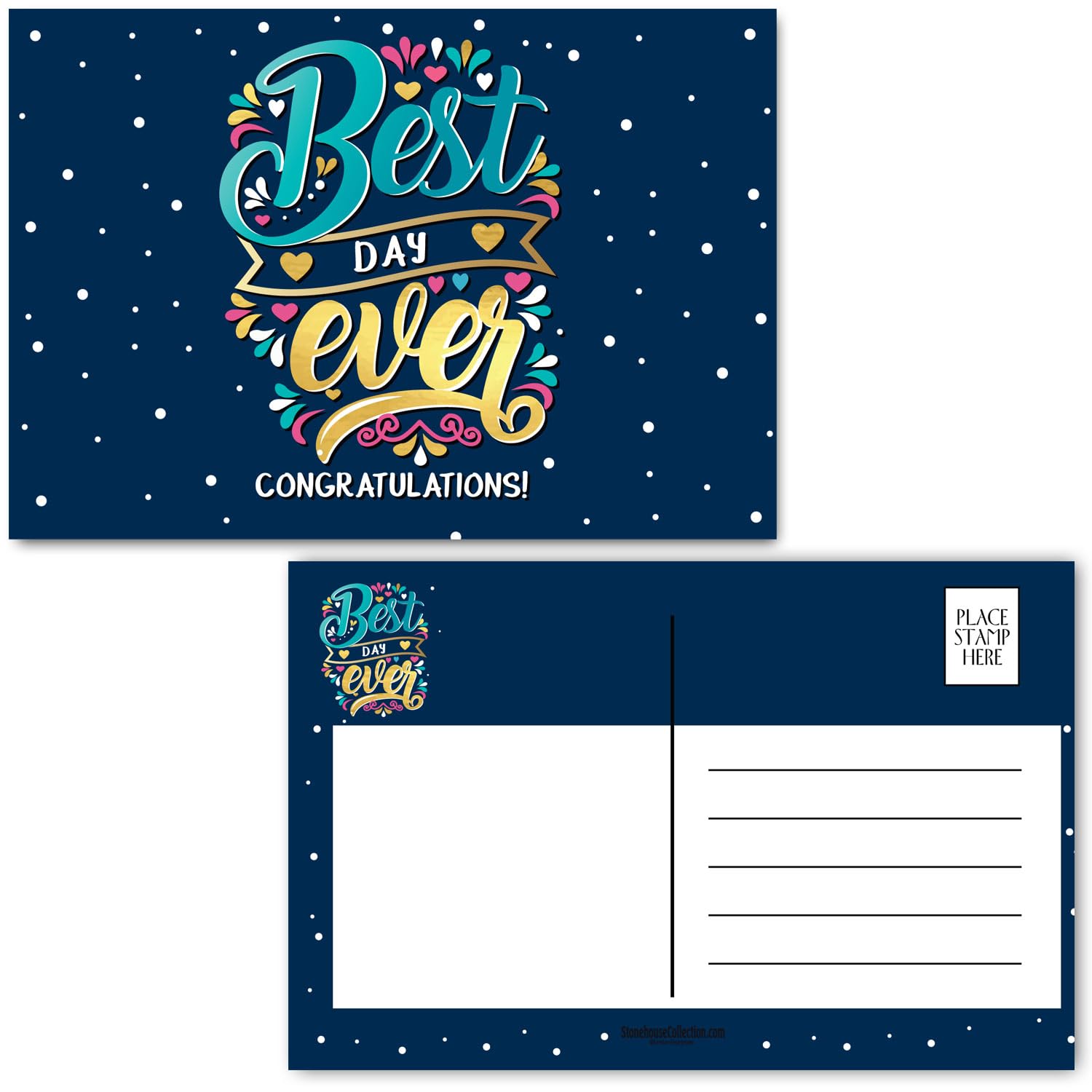 Stonehouse Collection, Congratulations Festive Postcards for Easy Mailing, Colorful Patterns, 36 Congrats, USA Made(Assorted) - Image 6
