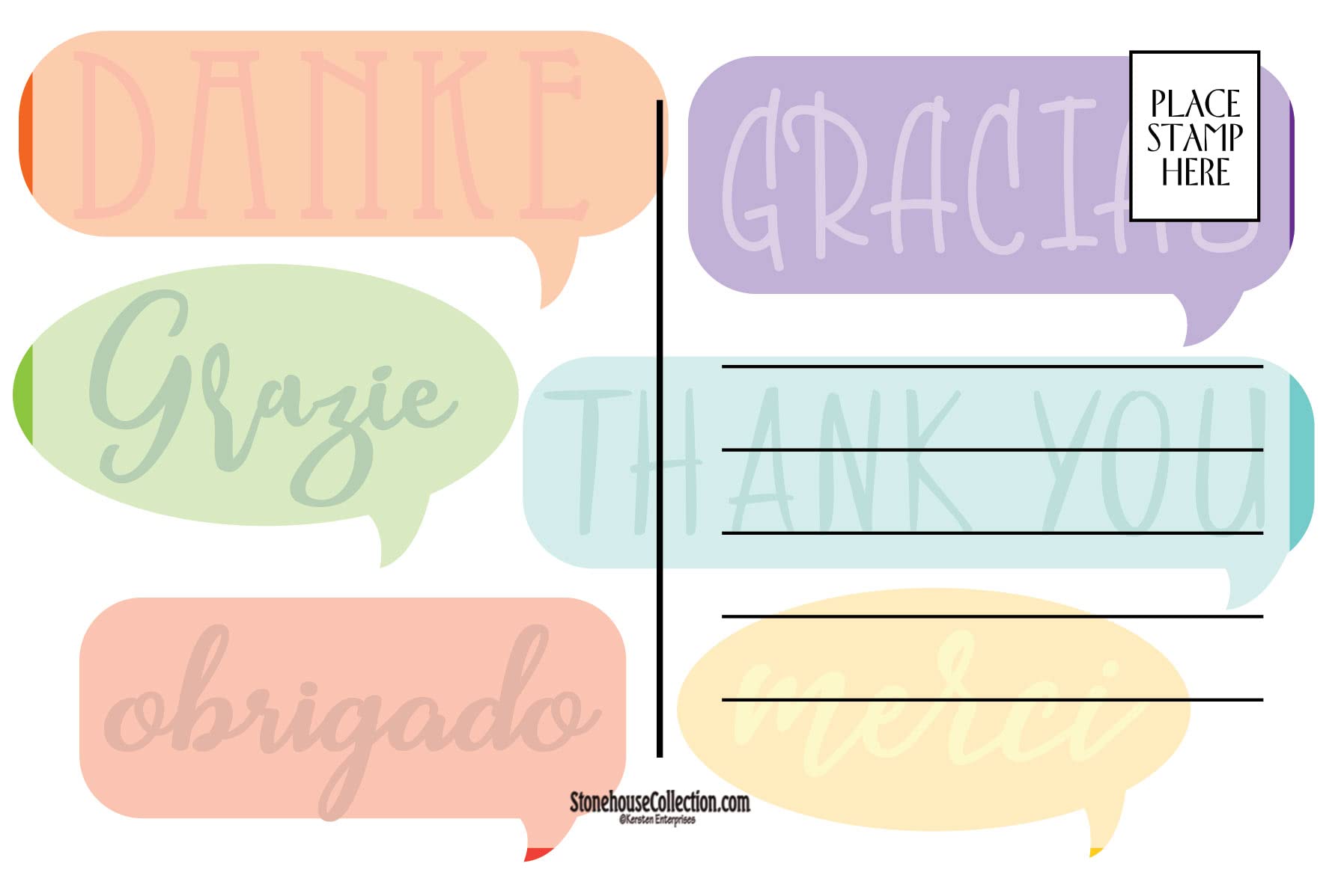 Stonehouse Collection Thank You Different Languages Postcards | 4x6 Thank You Postcards | USA Made | 40 Postcards(Thank You Languages) - Image 4